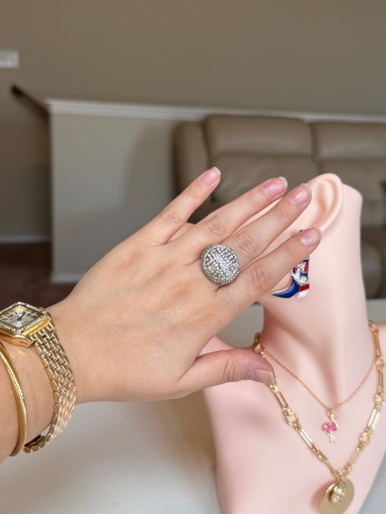 Anthropologie Jewelry - Silver Pavé Dome Cocktail Ring